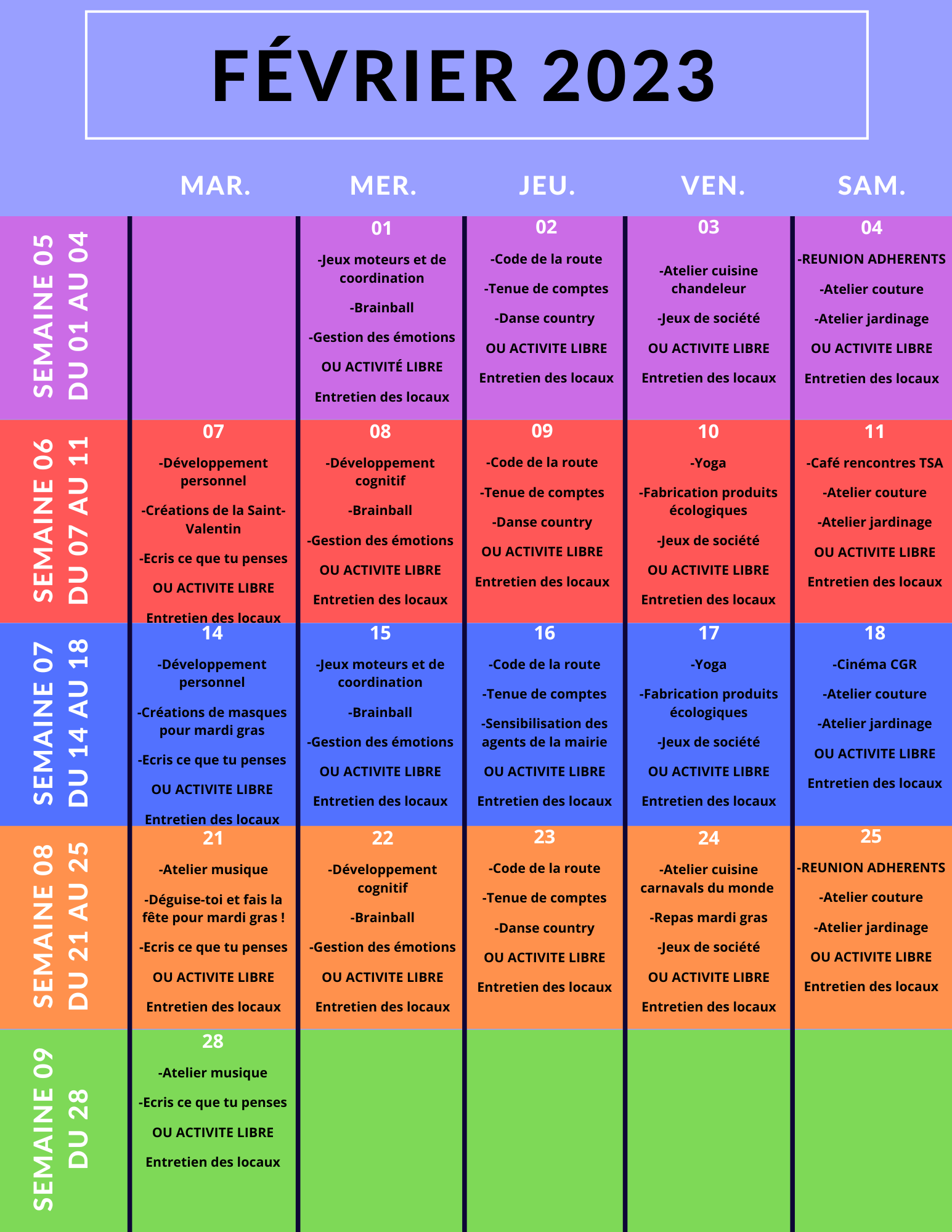 Ancien planning du gem tsa Niort